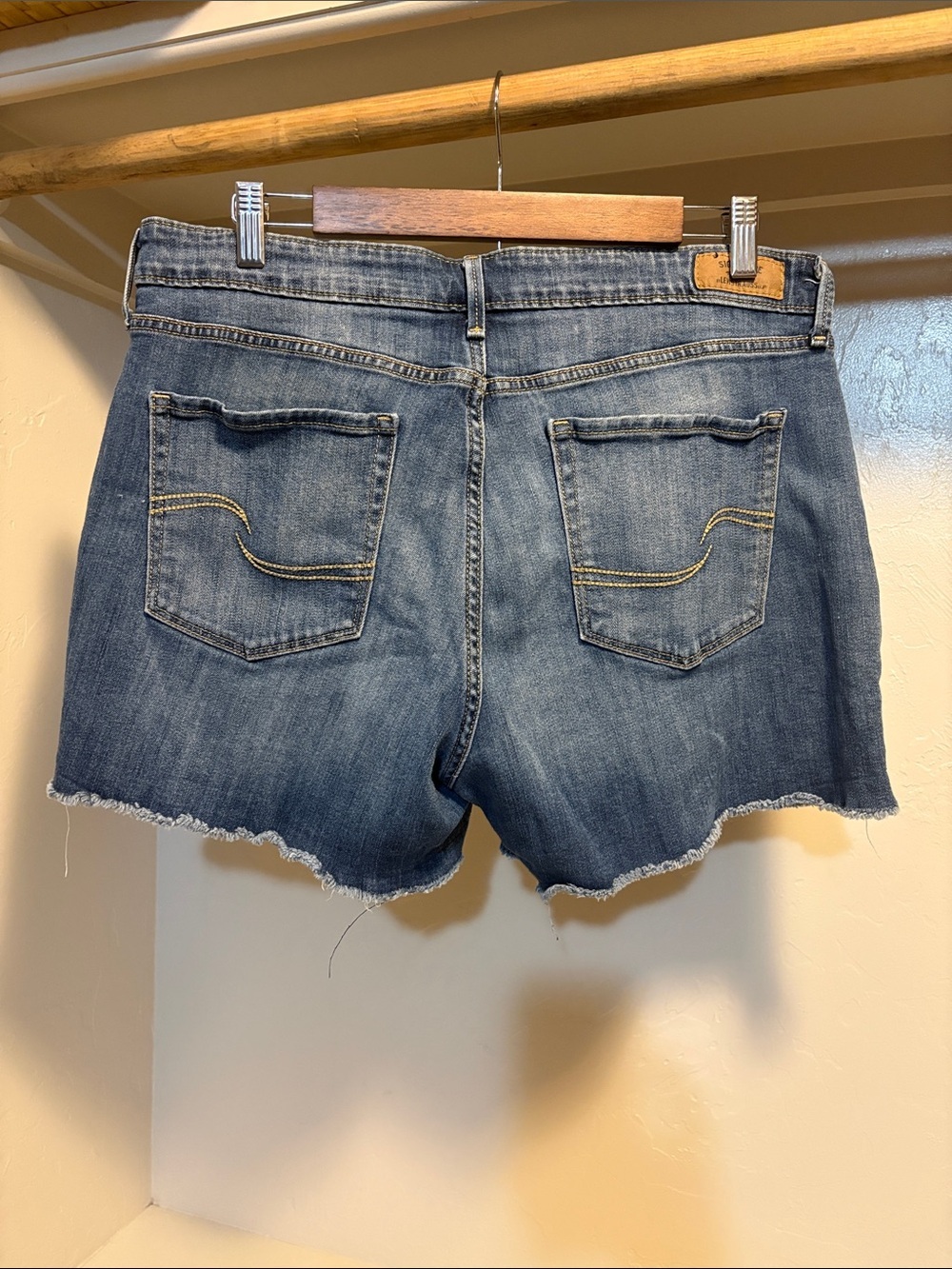 Levi's Blue Denim Frayed Hem Cutoff Shorts